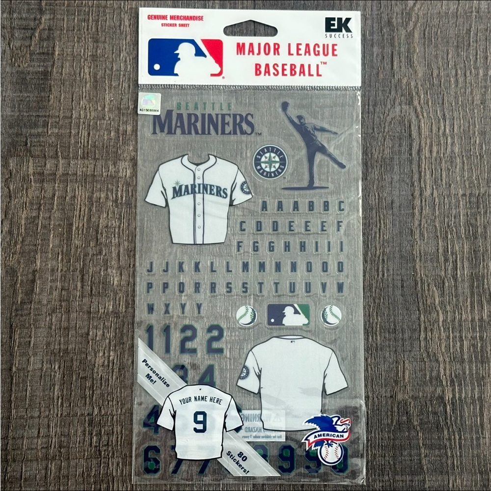New Seattle Mariners MLB Scrapbook Sticker Set